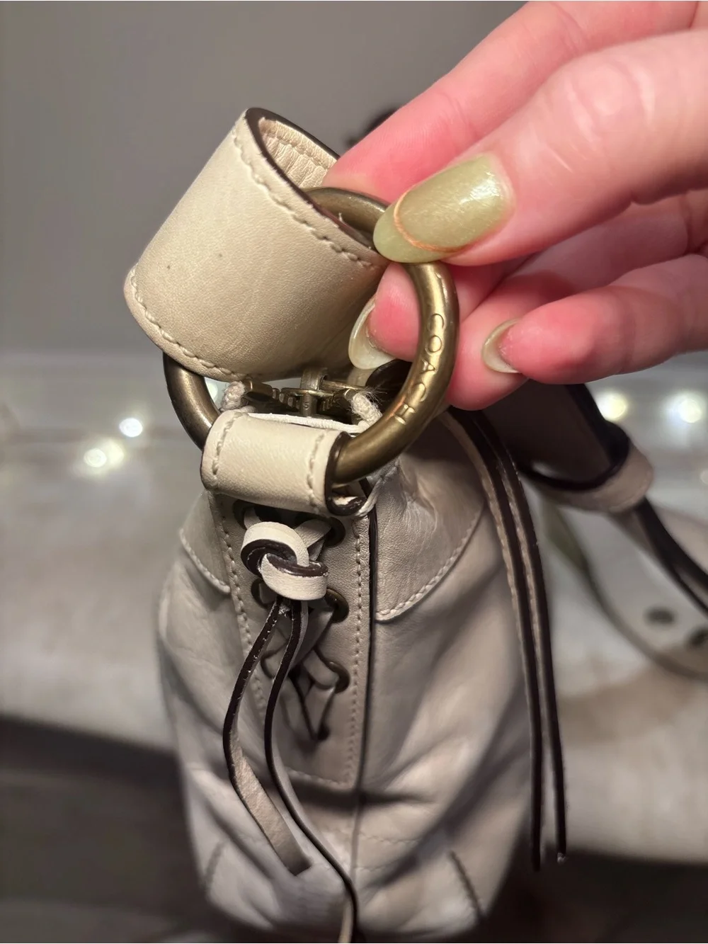 Coach Y2K Ivory Leather Shoulder Bag